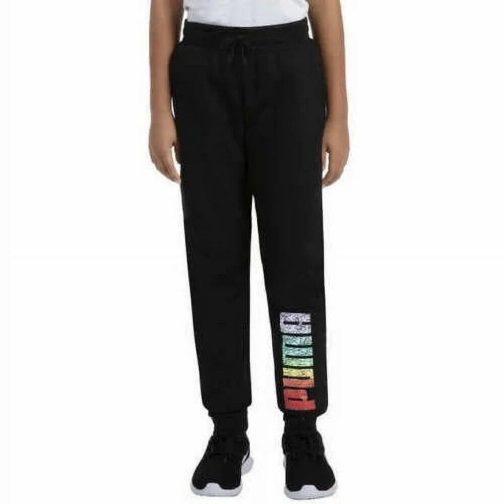 Puma Youth Girl's Multi-Colored rainbow Gradient Logo Jogger Sweatpants L
